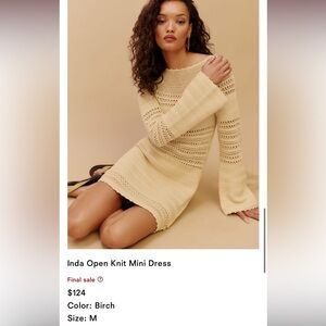 Reformation Inda Open Knit Mini Dress NWT